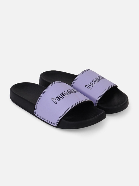 

hummel Women Purple & Black Printed Sliders
