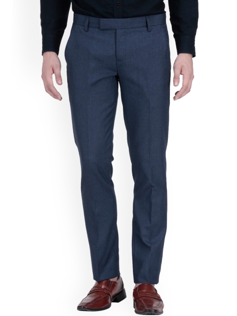 

Vandnam Fabrics Men Blue Smart Slim Fit Trousers