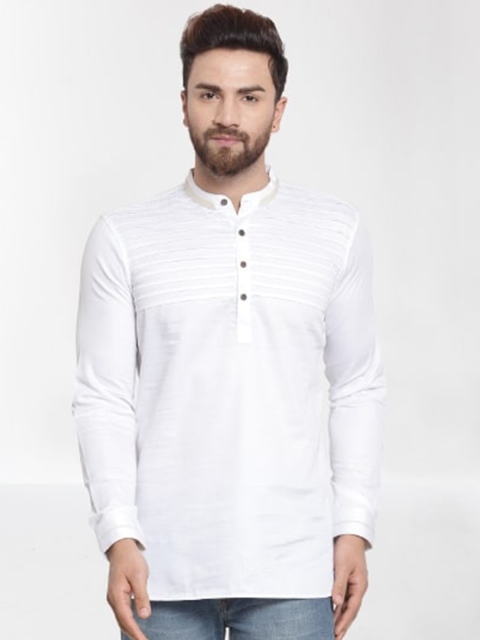 

RG DESIGNERS Men White Yoke Design Cotton Kurta