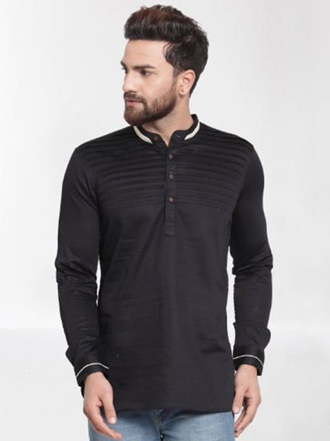 

RG DESIGNERS Men Black Solid Pure Cotton Kurti