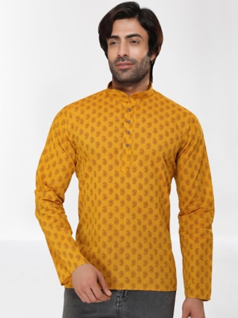 

RG DESIGNERS Men Yellow Ethnic Motifs Kurta