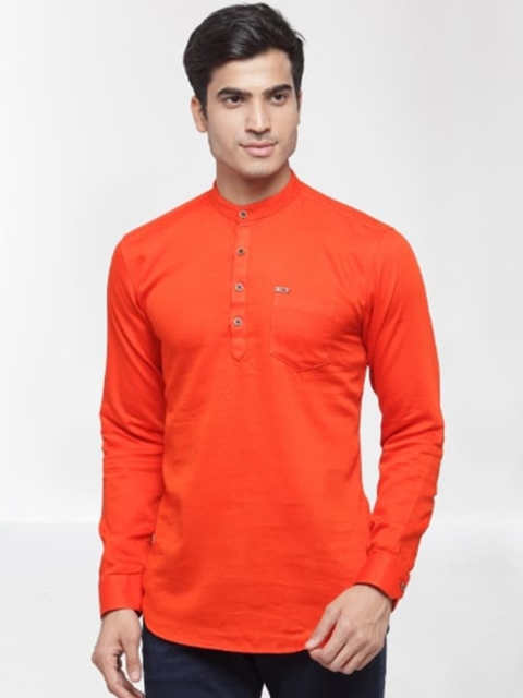 

RG DESIGNERS Men Orange Solid Cotton Casual Shirt
