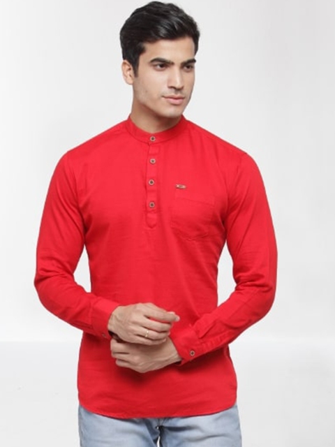 

RG DESIGNERS Men Red Handloom Kurta