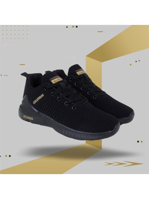 

Columbus Men Black Mesh Lace-Ups Running Shoes