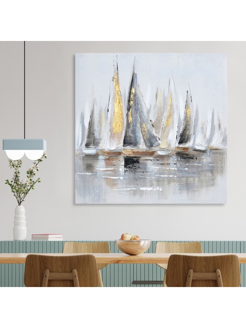 

HomeTown Grey & Yellow Painted Ilona Boats Wood Wall Decor