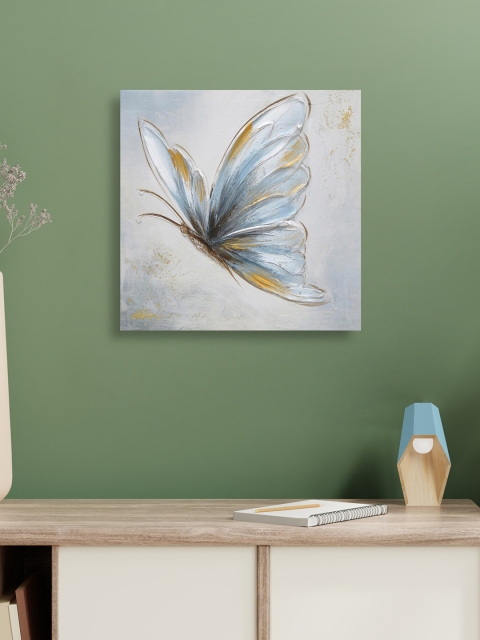

HomeTown Blue Ilona Butterfly Canvas Hand Painted Painting Wall Art