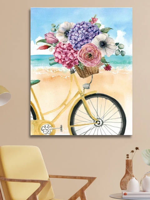 

HomeTown Multicoloured Ilona Cycle With Flower Basket Hand Painted With Glitter Painting, Multi