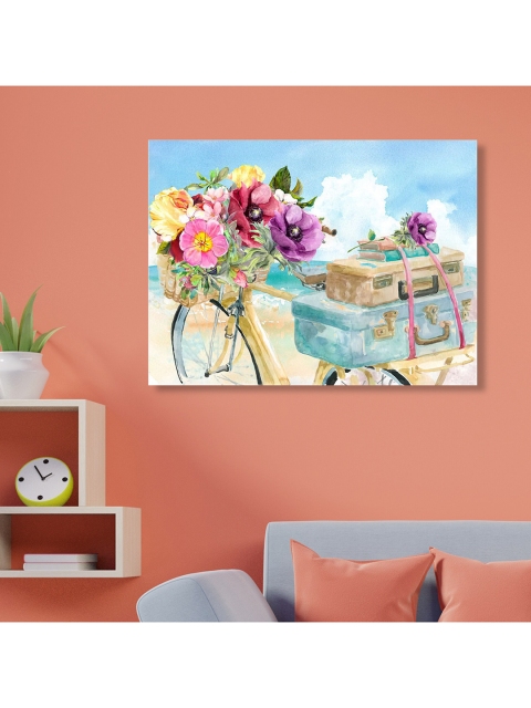 

HomeTown Ilona Cycle With Flower Basket Canvas Hand Painted Wall Art, Multi