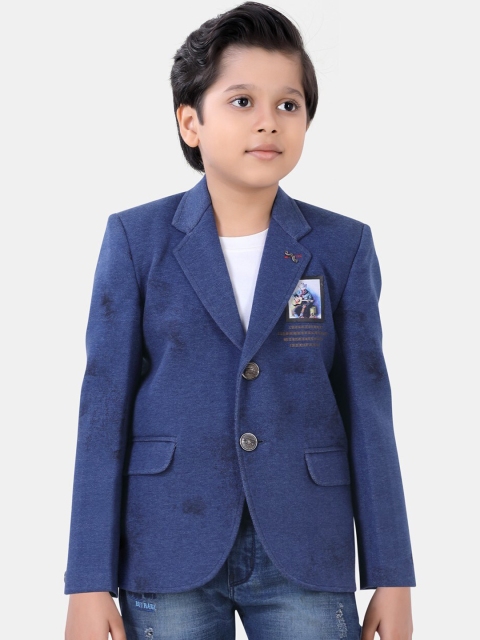 

ROBO FRY Boys Blue Self Design Knitting Coat