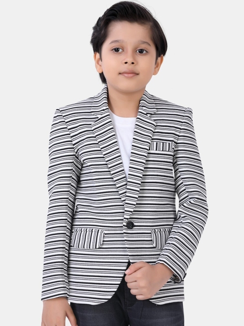 

ROBO FRY Boys Black Striped Knitted Blazer