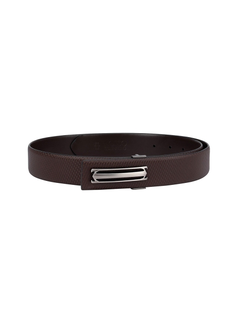 

ROSSO BRUNELLO Men Brown Textured Leather Belt