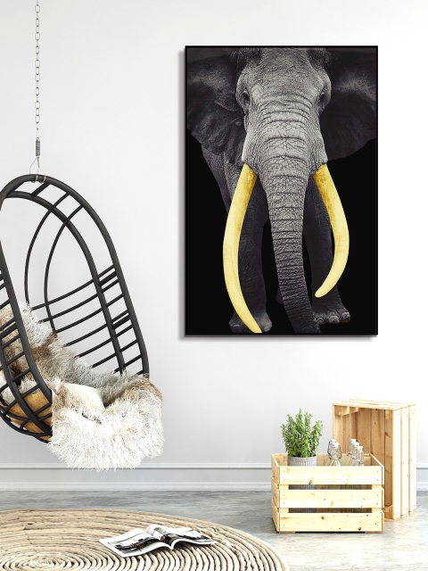

HomeTown Black Elephant Tusk Painting Wall Art