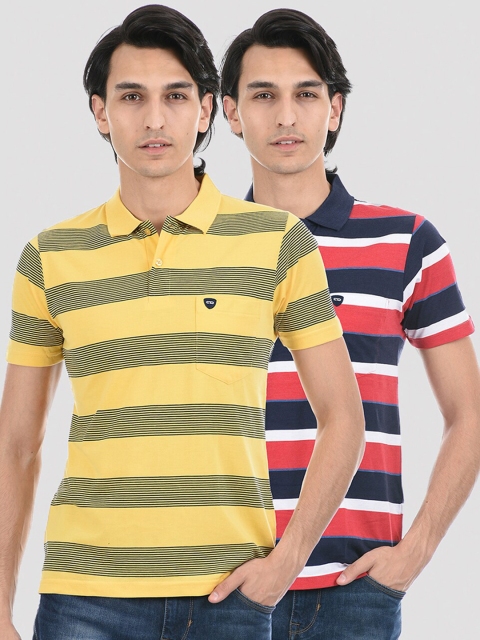 

Cloak & Decker by Monte Carlo Men Striped Polo Collar T-shirt, Yellow
