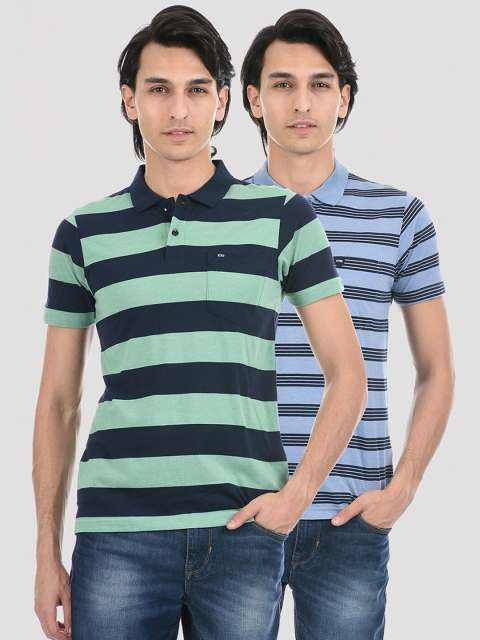 

Cloak & Decker by Monte Carlo Men Green 2 Striped Henley Neck T-shirt
