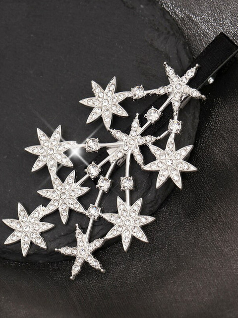 

Krelin Women White & Gold-Toned Pack of 2 Embellished Alligator Hair Clip