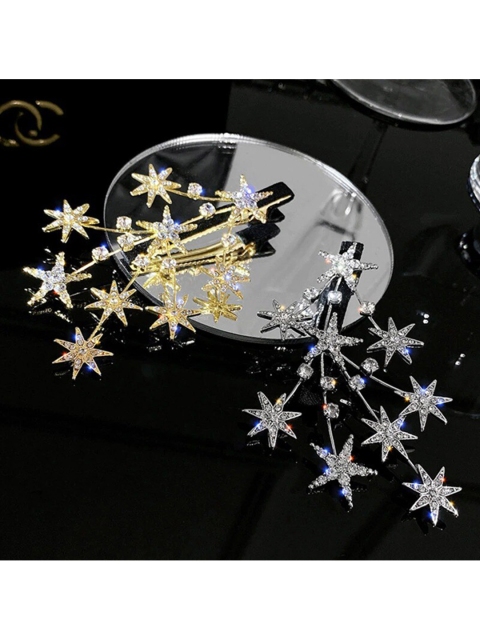 

Krelin Women Pack Of 2 Black & Silver-Toned Embellished Alligator Hair Clip