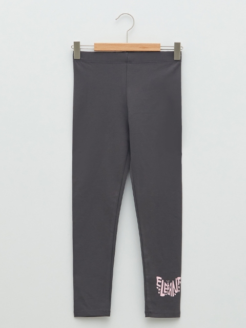 LC Waikiki Grey & Pink Solid Stretchable Leggings