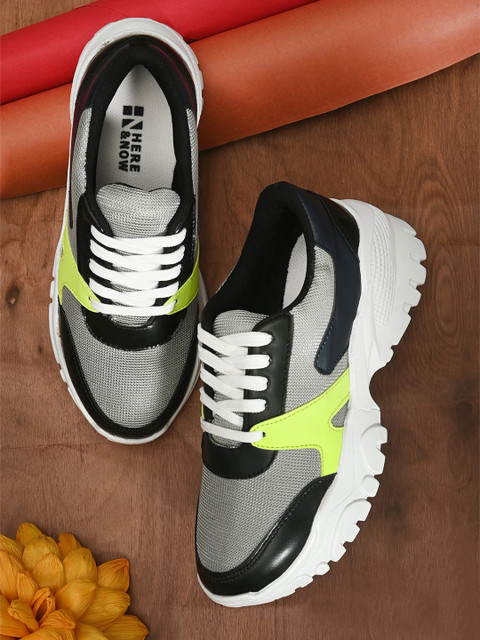 

HERE&NOW Women Black Colourblocked PU Sneakers