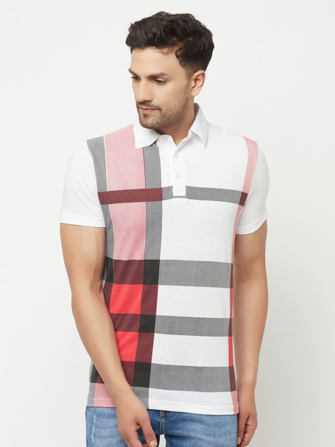 

ELEGANCE Men Red And Grey Striped Polo Collar T-shirt