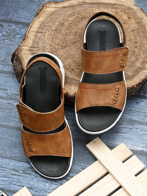 

Roadster Men Tan & White PU Comfort Sandals