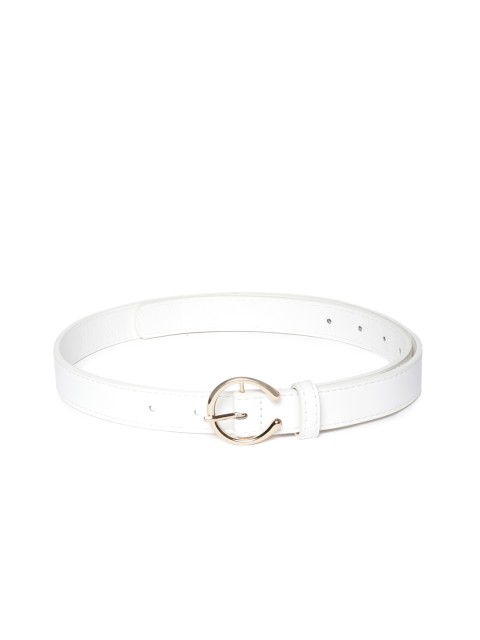

Pipa Bella Women White Faux Leather Belt with Gold Buckle Belt