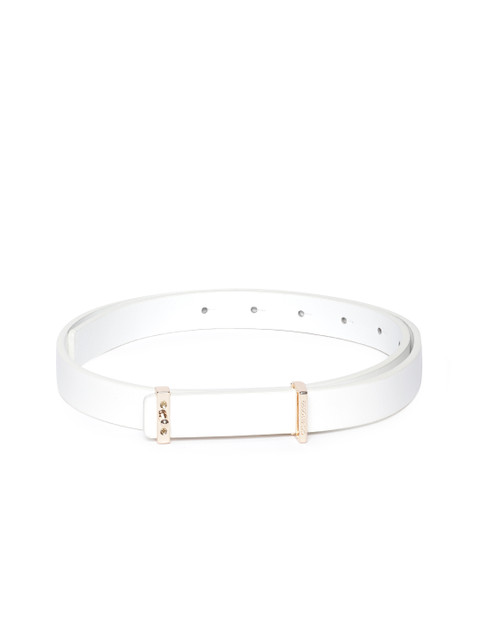 

Pipa Bella Women White Faux Leather with Gold Buckle Belt