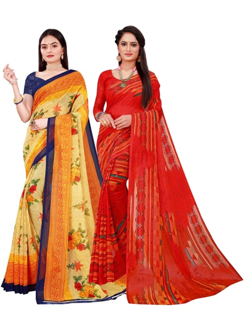 

Florence Red & Beige Pure Georgette Saree