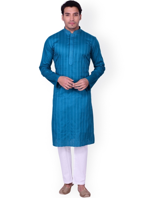 

Manyavar Blue & Cream-Coloured Kurta Pyjama