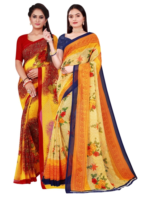 

Florence Beige & Yellow Pure Georgette Saree