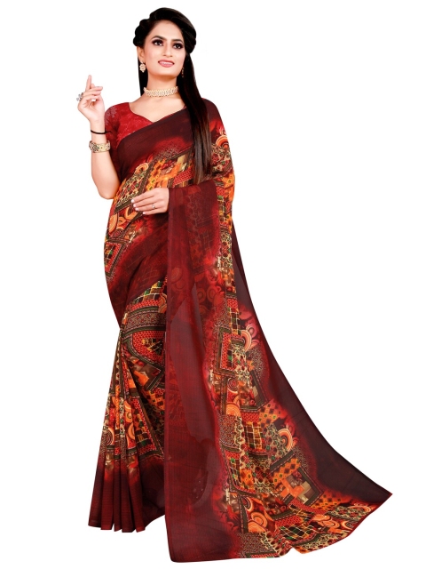

Florence Beige & Maroon Pure Georgette Saree