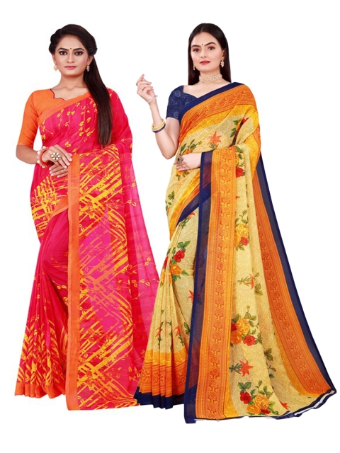 

KALINI Beige & Pink Pure Georgette Saree