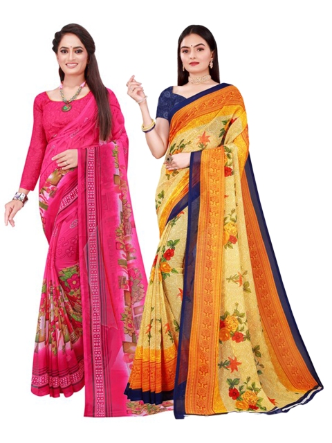 

KALINI Beige & Pink Pure Georgette Saree