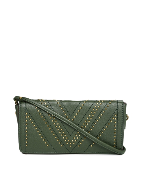 

Caprese Olive Green Clutch with Metallic Studs