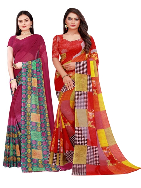 

SAADHVI Maroon & Red Pure Georgette Saree