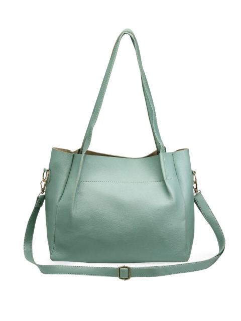 

The Mini NEEDLE Teal Colourblocked PU Structured Tote Bag with Tasselled