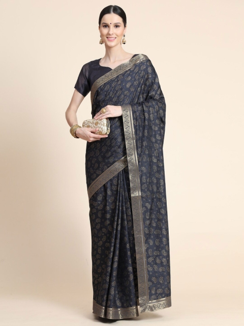 

AVANTIKA FASHION Grey & Gold-Toned Paisley Art Silk Banarasi Saree