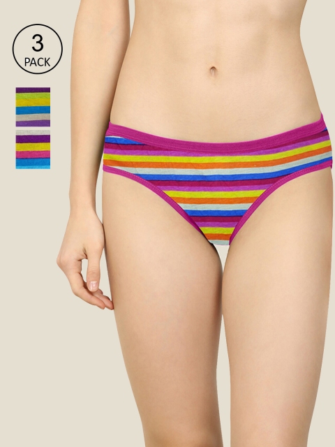 

Cup's-In Women Pack Of 3 Assorted Hipster Briefs, Multi
