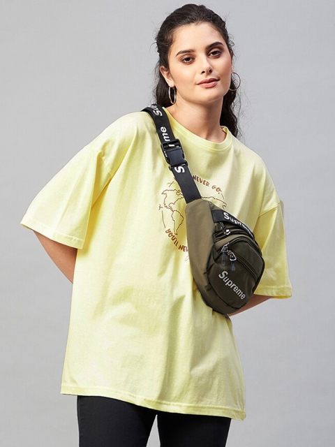 

CHIMPAAANZEE Women Yellow & beige Applique T-shirt
