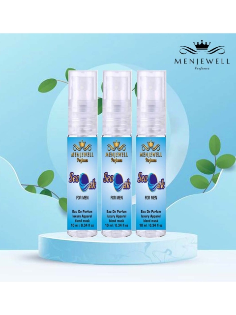 

Menjewell Men Set of 3 Sea Water Mint Neroli Fragrance Eau de Parfum - 30 ml, Transparent