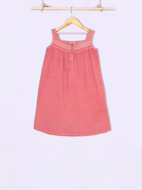 

Biglilpeople Girls Peach Pure Cotton Nightdress