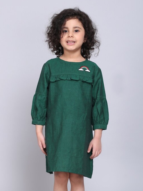 

Biglilpeople Girls Green Pure Cotton T-shirt Dress