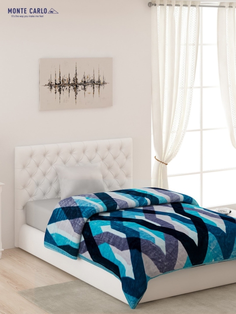 

Monte Carlo Multicolor Printed 1 Ply AC Room 600 GSM Polyester Double Bed Blanket, Blue