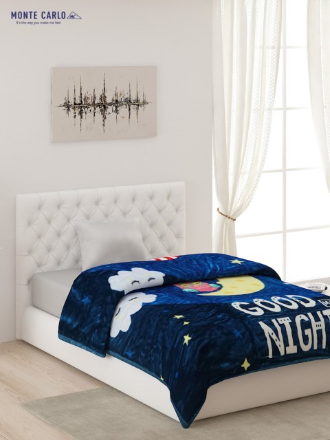 

Monte Carlo Multicolor Printed 2 Ply AC Room 600 GSM Polyester Single Bed Blanket, Blue