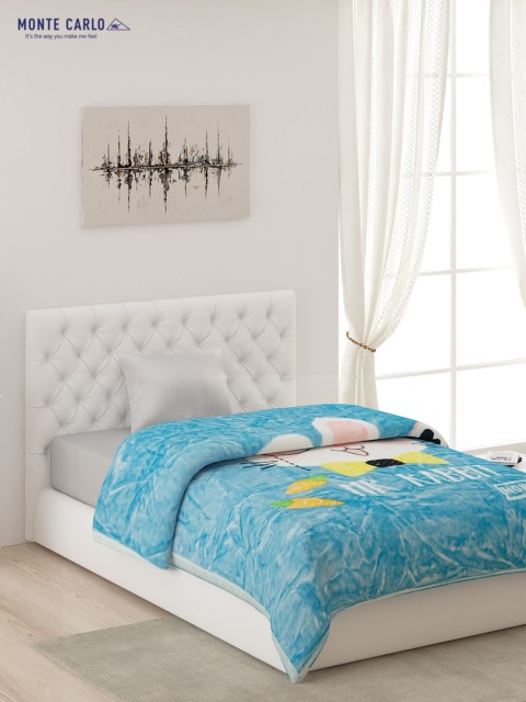 

Monte Carlo Multicolor Printed 2 Ply AC Room 600 GSM Polyester Single Bed Blanket, Blue