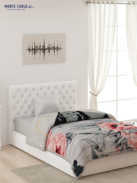 

Monte Carlo Grey Printed 2 Ply AC Room 850 GSM Polyester Single Bed Blanket, Pink