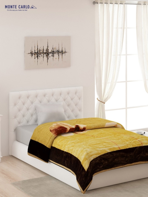 

Monte Carlo Multicolor Printed 1 Ply AC Room 600 GSM Polyester Double Bed Blanket, Yellow
