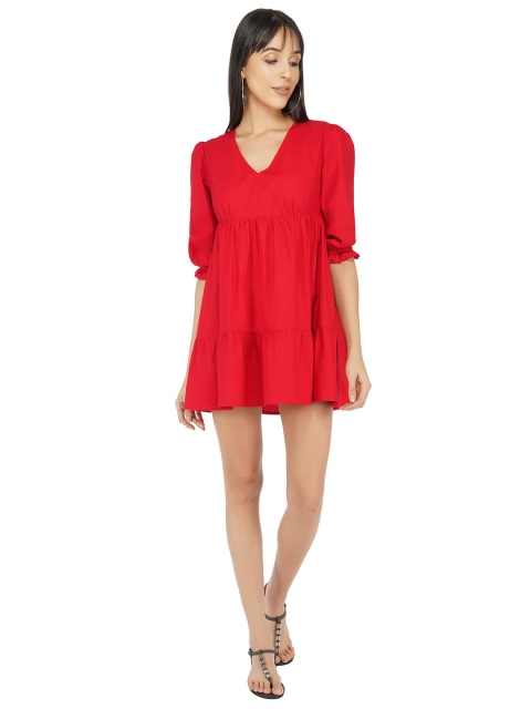 

THE CLOTHING FACTORY Women Red Pure Cotton A-Line Mini Dress