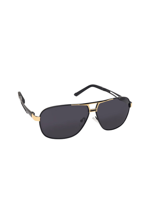 

Aeropostale Men Black Lens & Gold-Toned Rectangle Sunglasses with Polarised and UV Protected Lens