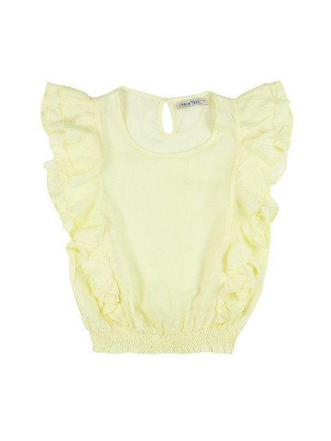 

Palm Tree Girls Yellow Solid Blouson Top