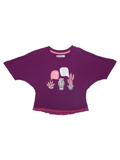

Palm Tree Girls Purple & imperial purple Print Extended Sleeves Top